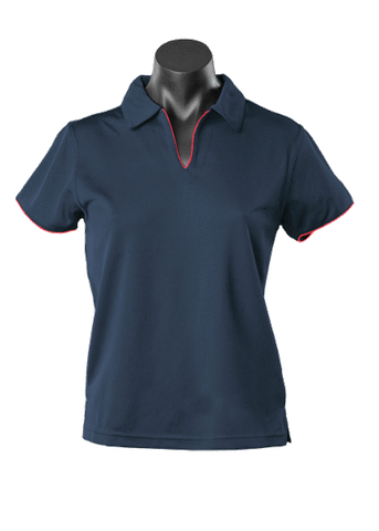 Aussie Pacific Ladies Yarra Polo Shirt 2302 Casual Wear Aussie Pacific Navy/Red 16-18 